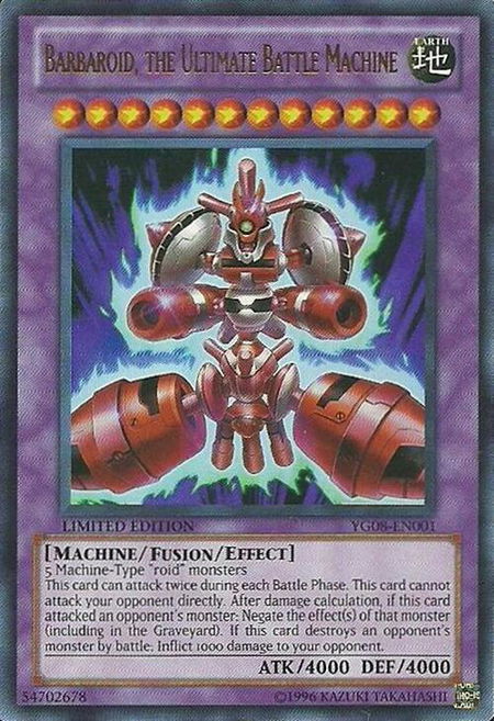 Barbaroid, the Ultimate Battle Machine trading card from Yu-Gi-Oh! GX Manga Promotional Cards Barbaroid, the Ultimate Battle Machine - Yu-Gi-Oh! GX Manga Promotional Cards YuGiOh trading card