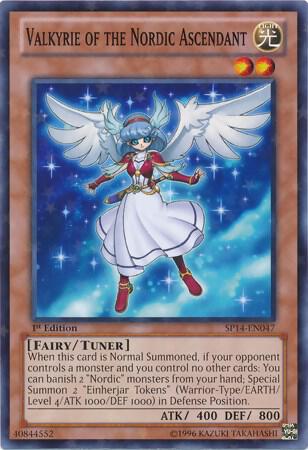 Valkyrie of the Nordic Ascendant (Starfoil) trading card from Star Pack 2014 Valkyrie of the Nordic Ascendant (Starfoil) - Star Pack 2014 YuGiOh trading card