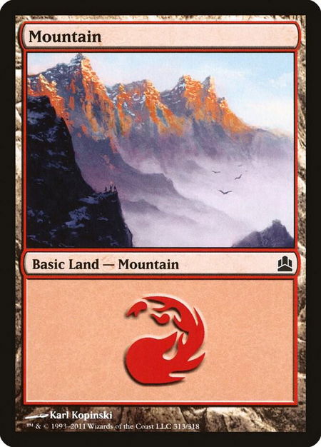 Mountain (313) - Commander Magic: The Gathering trading card