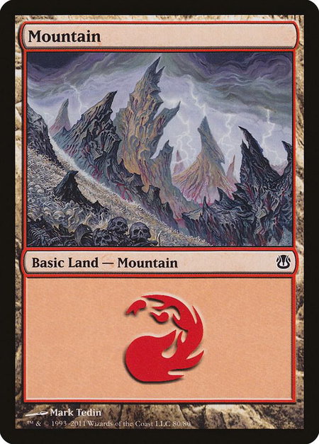 Mountain (80) - Duel Decks: Ajani vs. Nicol Bolas Magic: The Gathering trading card