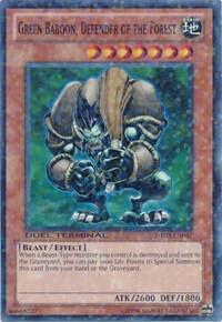 Green Baboon, Defender of the Forest trading card from Duel Terminal 3 Green Baboon, Defender of the Forest - Duel Terminal 3 YuGiOh trading card
