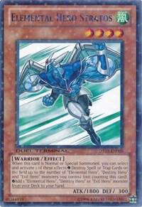 Elemental Hero Stratos trading card from Duel Terminal 3 Elemental Hero Stratos - Duel Terminal 3 YuGiOh trading card