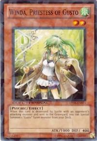 Winda, Priestess of Gusto trading card from Duel Terminal 5 Winda, Priestess of Gusto - Duel Terminal 5 YuGiOh trading card