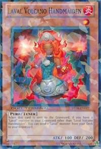Laval Volcano Handmaiden trading card from Duel Terminal 6 Laval Volcano Handmaiden - Duel Terminal 6 YuGiOh trading card