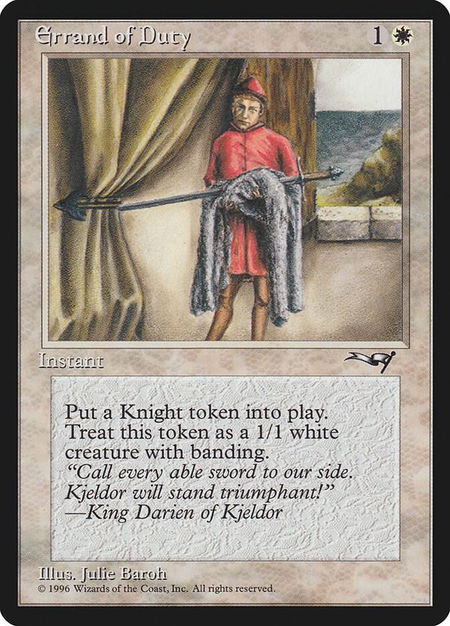 Errand of Duty (Page Holding Sword) - Alliances Magic: The Gathering trading card