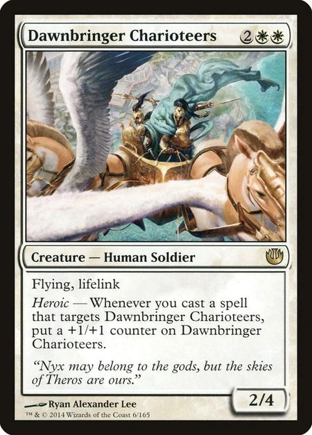 Dawnbringer Charioteers trading card from Journey Into Nyx Dawnbringer Charioteers - Journey Into Nyx Magic: The Gathering trading card