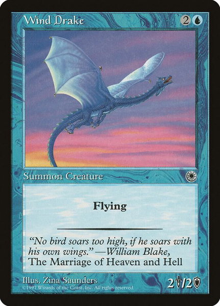 Wind Drake trading card from Portal Wind Drake - Portal Magic: The Gathering trading card