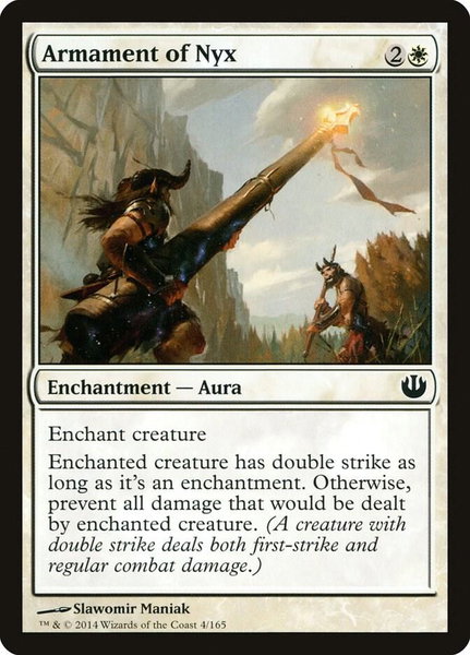 Armament of Nyx trading card from Journey Into Nyx Armament of Nyx - Journey Into Nyx Magic: The Gathering trading card