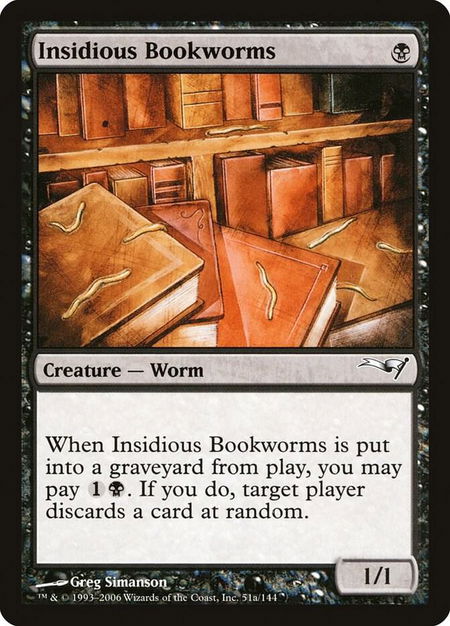 Insidious Bookworms trading card from Coldsnap Theme Deck Reprints Insidious Bookworms - Coldsnap Theme Deck Reprints Magic: The Gathering trading card