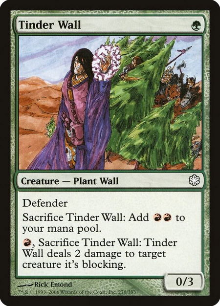 Tinder Wall trading card from Coldsnap Theme Deck Reprints Tinder Wall - Coldsnap Theme Deck Reprints Magic: The Gathering trading card