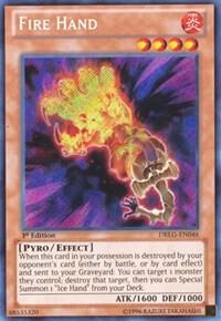 Fire Hand trading card from Dragons of Legend Fire Hand - Dragons of Legend YuGiOh trading card