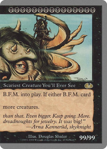 B.F.M. (Big Furry Monster) (29) trading card from Unglued B.F.M. (Big Furry Monster) (29) - Unglued Magic: The Gathering trading card