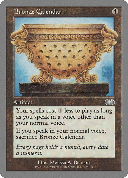 Bronze Calendar trading card from Unglued Bronze Calendar - Unglued Magic: The Gathering trading card