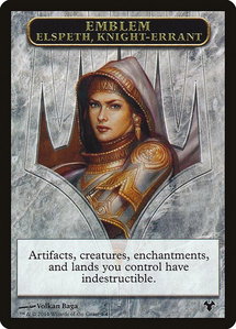 Emblem - Elspeth, Knight-Errant // Soldier Double-Sided Token - Magic Modern Event Deck (MD1) #4 // 1 - Token Magic: The Gathering Trading Card