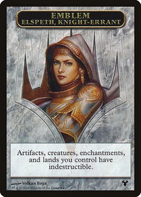 Emblem - Elspeth, Knight-Errant // Soldier Double-Sided Token - Magic Modern Event Deck (MD1) #4 - Token Magic: The Gathering Trading Card