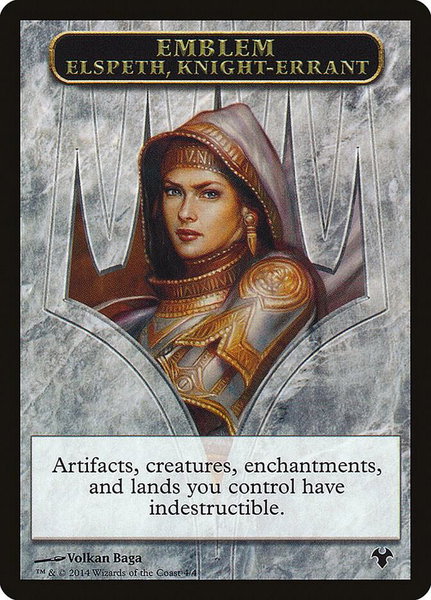 Emblem - Elspeth, Knight-Errant // Soldier Double-Sided Token trading card from Magic Modern Event Deck Emblem - Elspeth, Knight-Errant // Soldier Double-Sided Token - Magic Modern Event Deck Magic: The Gathering trading card