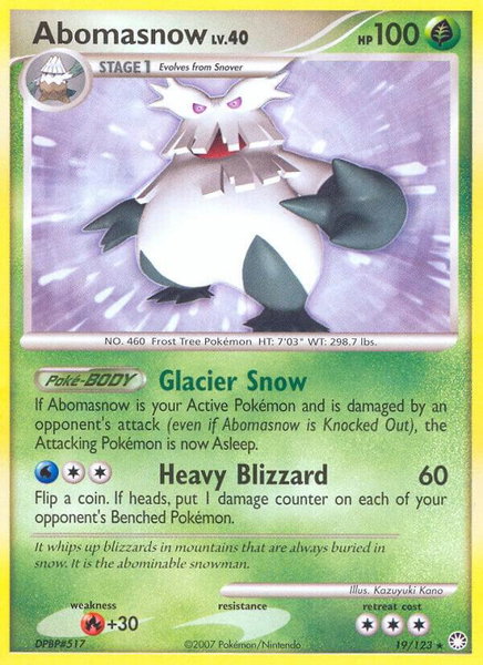 Abomasnow trading card from Mysterious Treasures Abomasnow - Mysterious Treasures Pokémon trading card