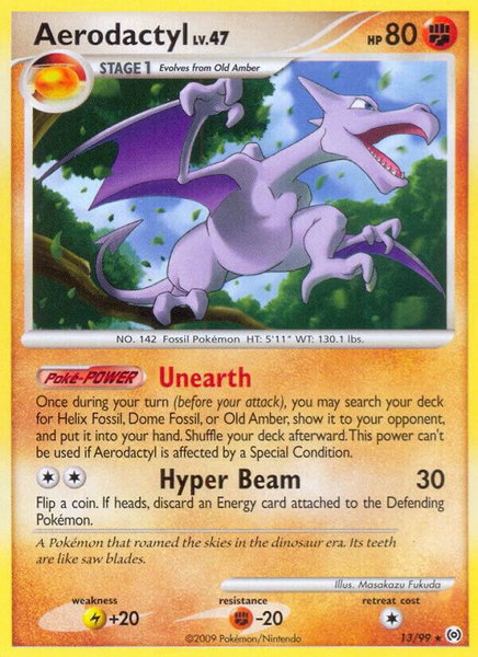 Aerodactyl trading card from Arceus Aerodactyl - Arceus Pokémon trading card