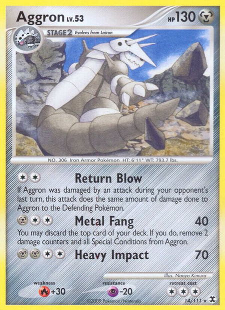 Aggron trading card from Rising Rivals Aggron - Rising Rivals Pokémon trading card