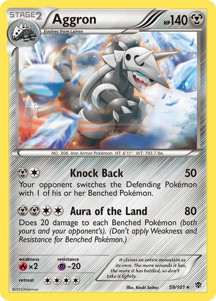 Aggron trading card from Plasma Blast Aggron - Plasma Blast Pokémon trading card