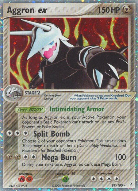 Aggron ex trading card from Crystal Guardians Aggron ex - Crystal Guardians Pokémon trading card