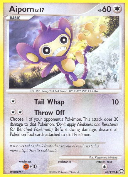 Aipom trading card from Mysterious Treasures Aipom - Mysterious Treasures Pokémon trading card