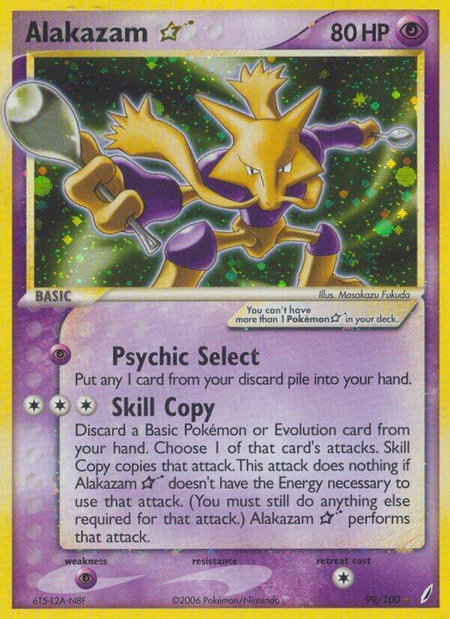 Alakazam Star trading card from Crystal Guardians Alakazam Star - Crystal Guardians Pokémon trading card