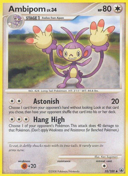 Ambipom trading card from Majestic Dawn Ambipom - Majestic Dawn Pokémon trading card