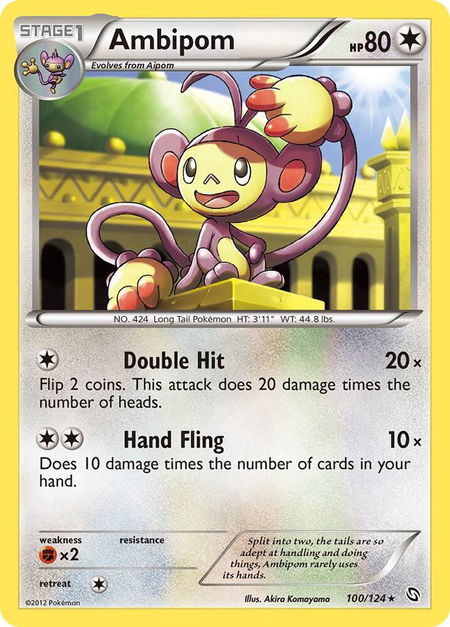 Ambipom trading card from Dragons Exalted Ambipom - Dragons Exalted Pokémon trading card