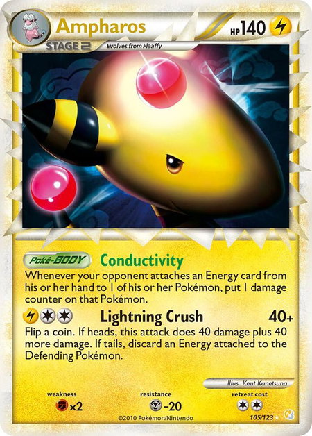 Ampharos (Prime) trading card from HeartGold SoulSilver Ampharos (Prime) - HeartGold SoulSilver Pokémon trading card