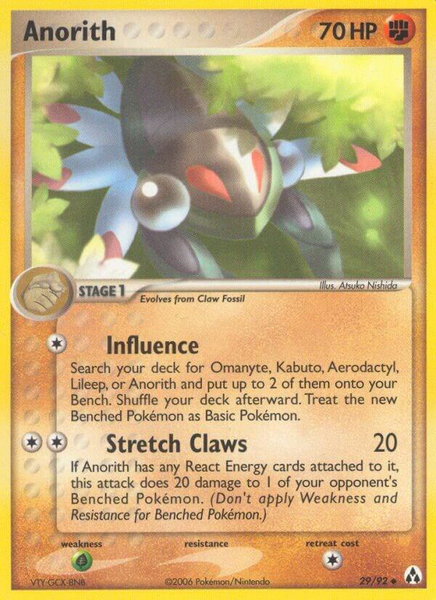 Anorith trading card from Legend Maker Anorith - Legend Maker Pokémon trading card