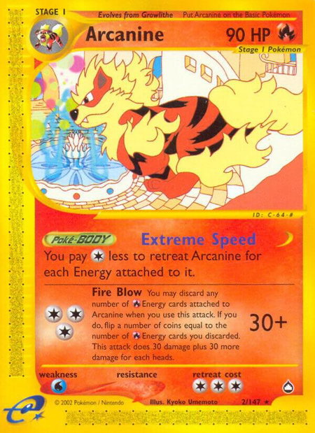 Arcanine - Aquapolis Pokémon trading card