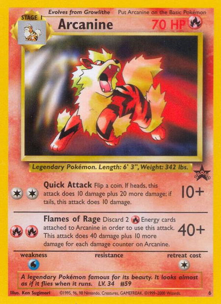 Arcanine trading card from WoTC Promo Arcanine - WoTC Promo Pokémon trading card