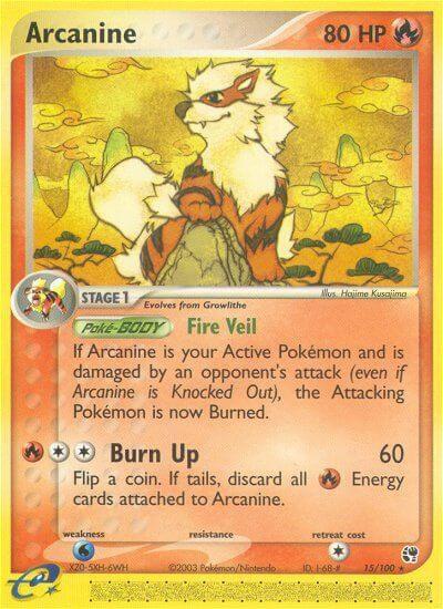 Arcanine trading card from Sandstorm Arcanine - Sandstorm Pokémon trading card