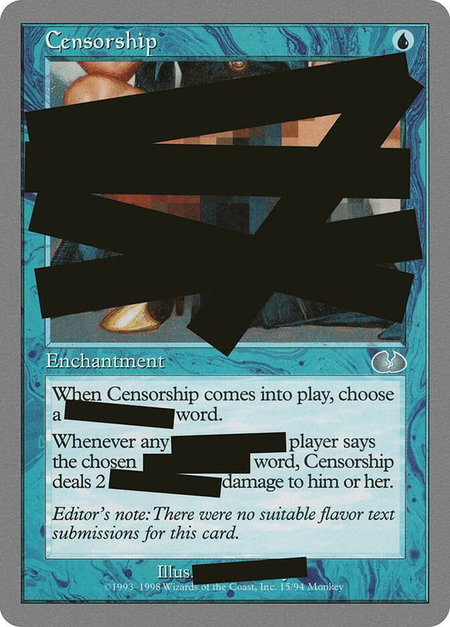 Censorship - Unglued Magic: The Gathering trading card