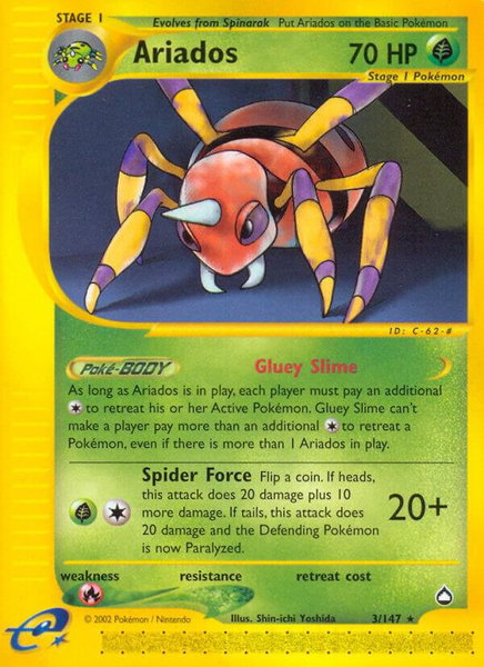 Ariados - Aquapolis Pokémon trading card