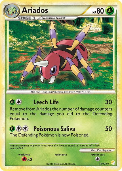Ariados trading card from HeartGold SoulSilver Ariados - HeartGold SoulSilver Pokémon trading card