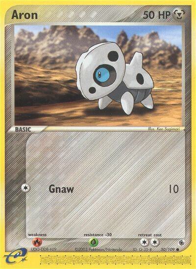 Aron - 50/109 trading card from Ruby and Sapphire Aron - 50/109 - Ruby and Sapphire Pokémon trading card
