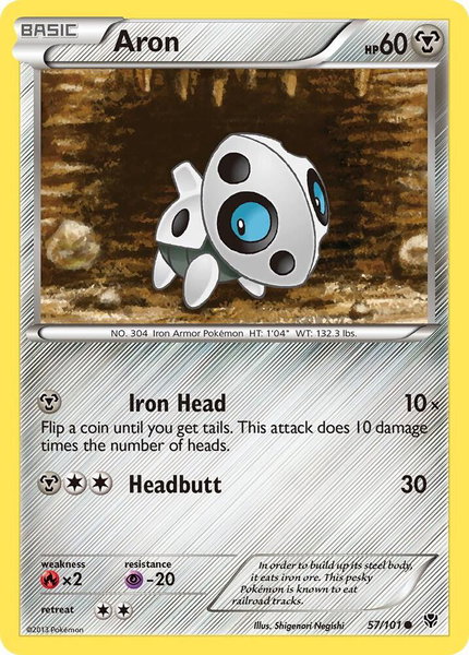 Aron trading card from Plasma Blast Aron - Plasma Blast Pokémon trading card