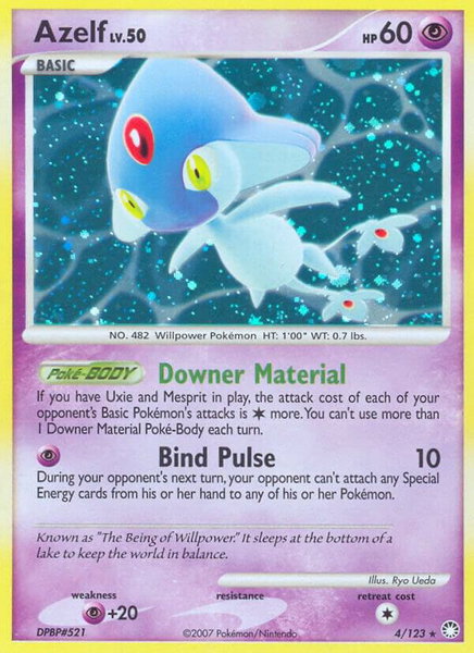 Azelf trading card from Mysterious Treasures Azelf - Mysterious Treasures Pokémon trading card