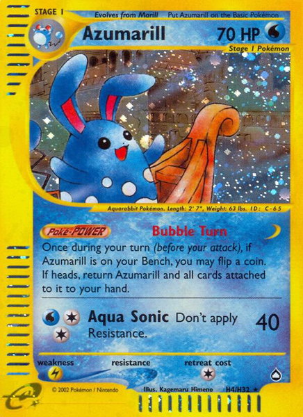 Azumarill (H4) trading card from Aquapolis Azumarill (H4) - Aquapolis Pokémon trading card