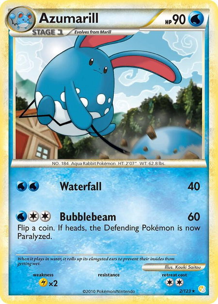 Azumarill trading card from HeartGold SoulSilver Azumarill - HeartGold SoulSilver Pokémon trading card
