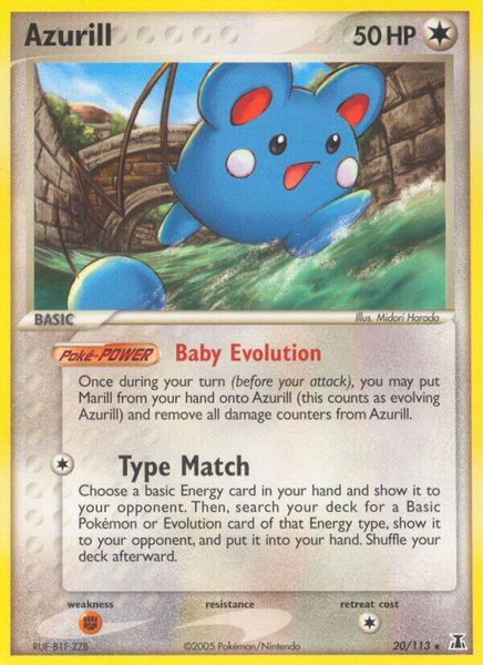 Azurill trading card from Delta Species Azurill - Delta Species Pokémon trading card