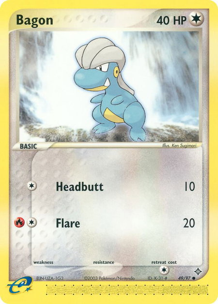 Bagon - 49/97 trading card from Dragon Bagon - 49/97 - Dragon Pokémon trading card