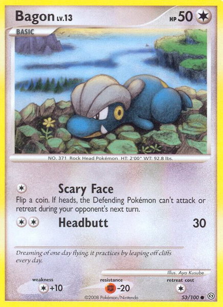 Bagon trading card from Stormfront Bagon - Stormfront Pokémon trading card