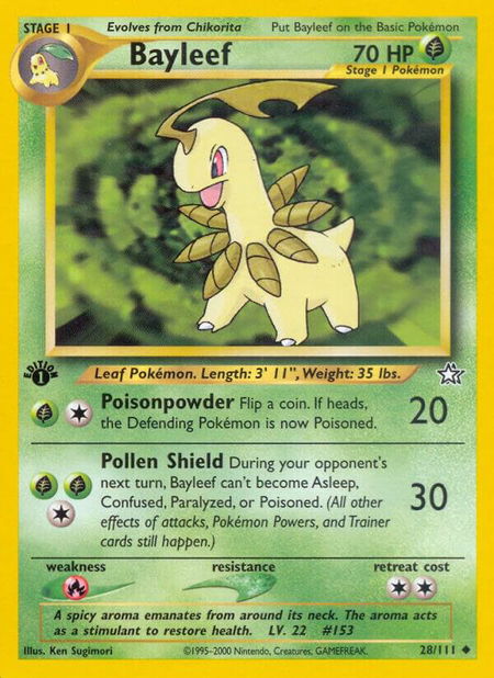 Bayleef (28) - Neo Genesis Pokémon trading card