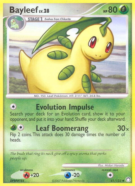 Bayleef trading card from Mysterious Treasures Bayleef - Mysterious Treasures Pokémon trading card