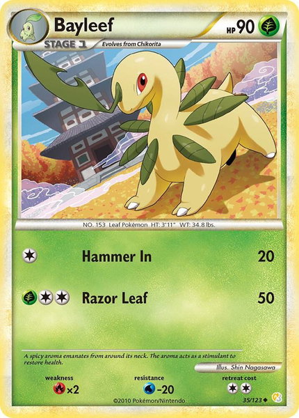 Bayleef trading card from HeartGold SoulSilver Bayleef - HeartGold SoulSilver Pokémon trading card