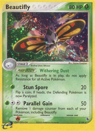 Beautifly trading card from Ruby and Sapphire Beautifly - Ruby and Sapphire Pokémon trading card