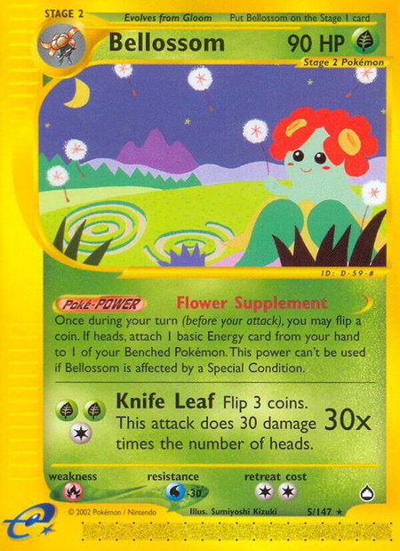 Bellossom - Aquapolis Pokémon trading card
